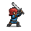 Pixel warrior slashing